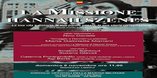 Napoli: domenica in programma l'evento - La missione di Hannah Szenes -