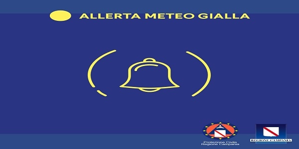 Campania: Allerta meteo Gialla dalle 8 alle 20 di domani