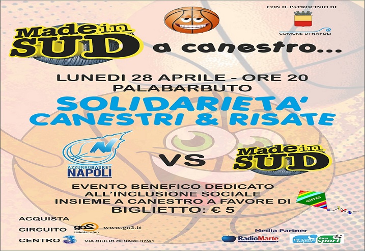 Made in Sud e Azzurro Napoli Basket insieme a canestro