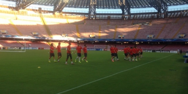 Champion's League: A. Bilbao, ieri l'allenamento serale al San Paolo (video)