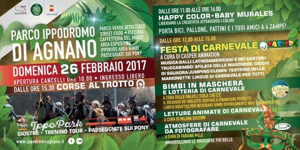 Napoli: domenica 26 il Carnevale si festeggia anche all'Ippodromo di Agnano.