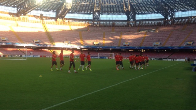 Champion's League: A. Bilbao, ieri l'allenamento serale al San Paolo (video)