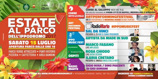 Napoli: sabato 15 all'Ippodromo serata all'insegna della musica e del divertimento.